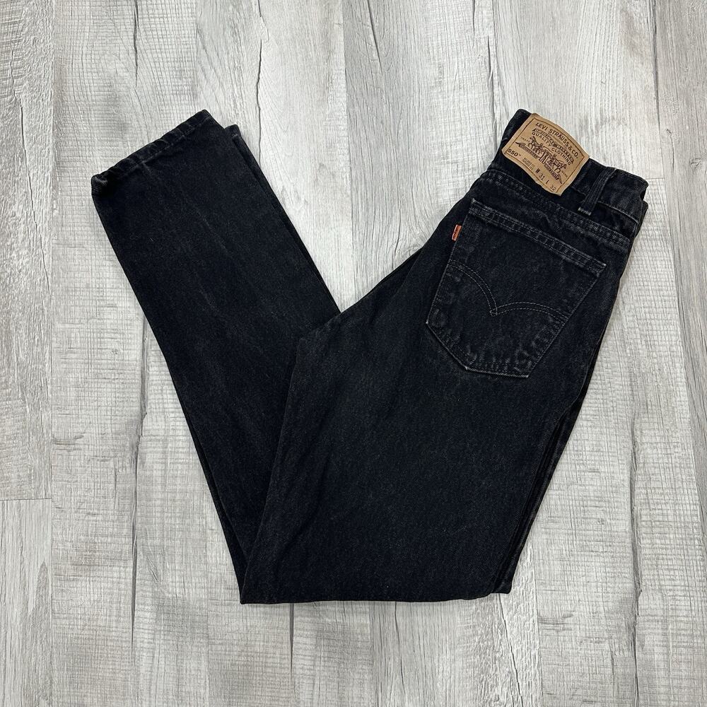 VTG Levi's 550 Jeans Mens 31x32 Faded Black Wash Orange Tab Tapered 90s USA
